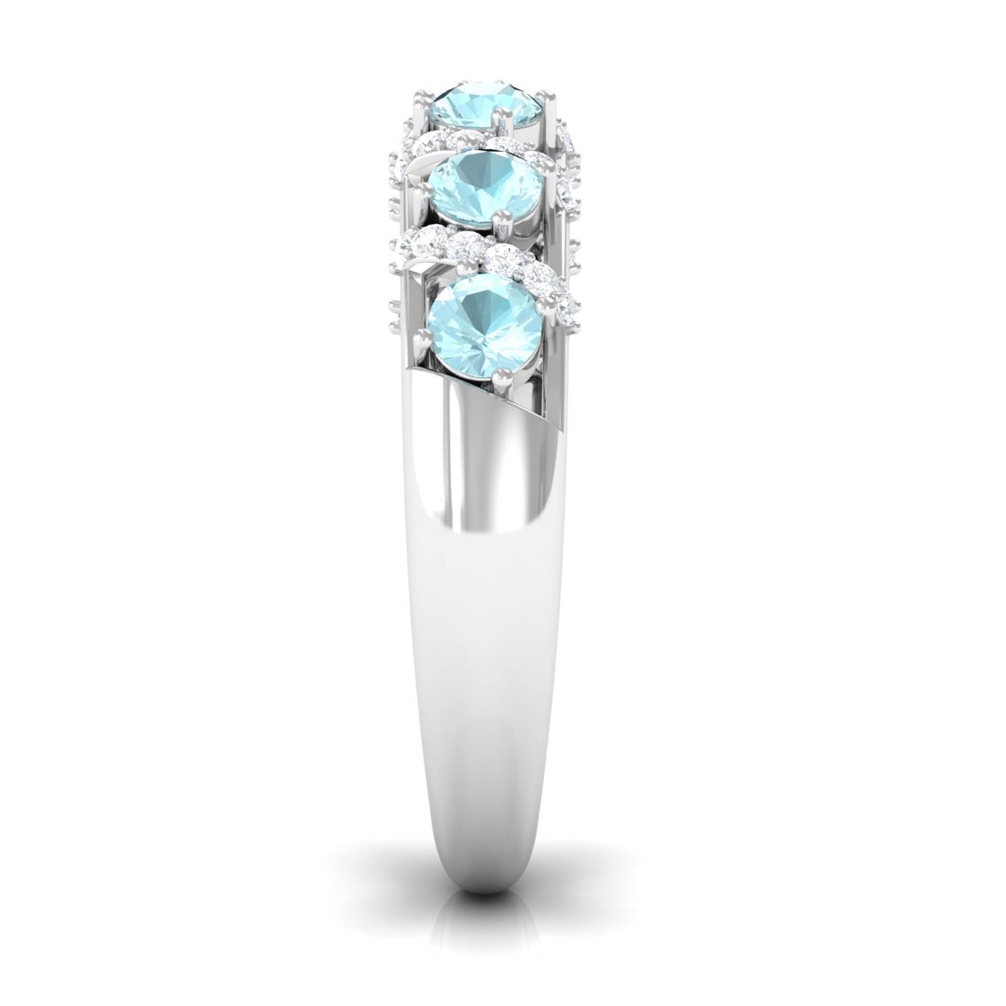 3/4 CT Sky Blue Topaz Designer Anniversary Band with Diamond Sky Blue Topaz - ( AAA ) - Quality - Rosec Jewels