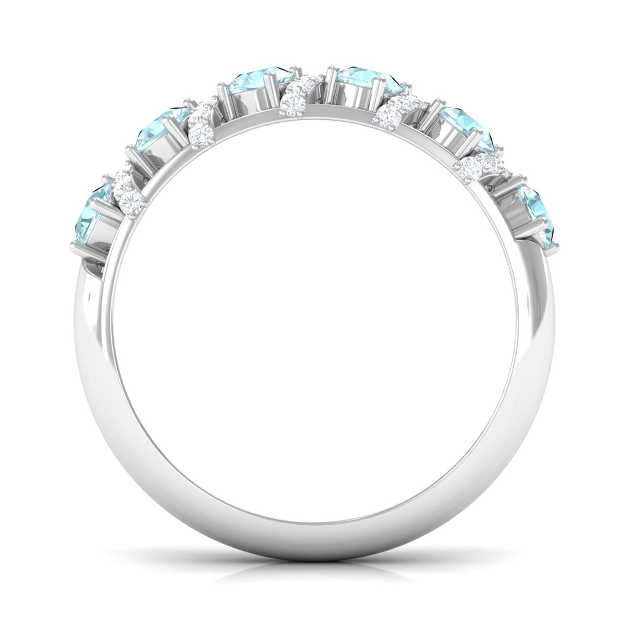 3/4 CT Sky Blue Topaz Designer Anniversary Band with Diamond Sky Blue Topaz - ( AAA ) - Quality - Rosec Jewels