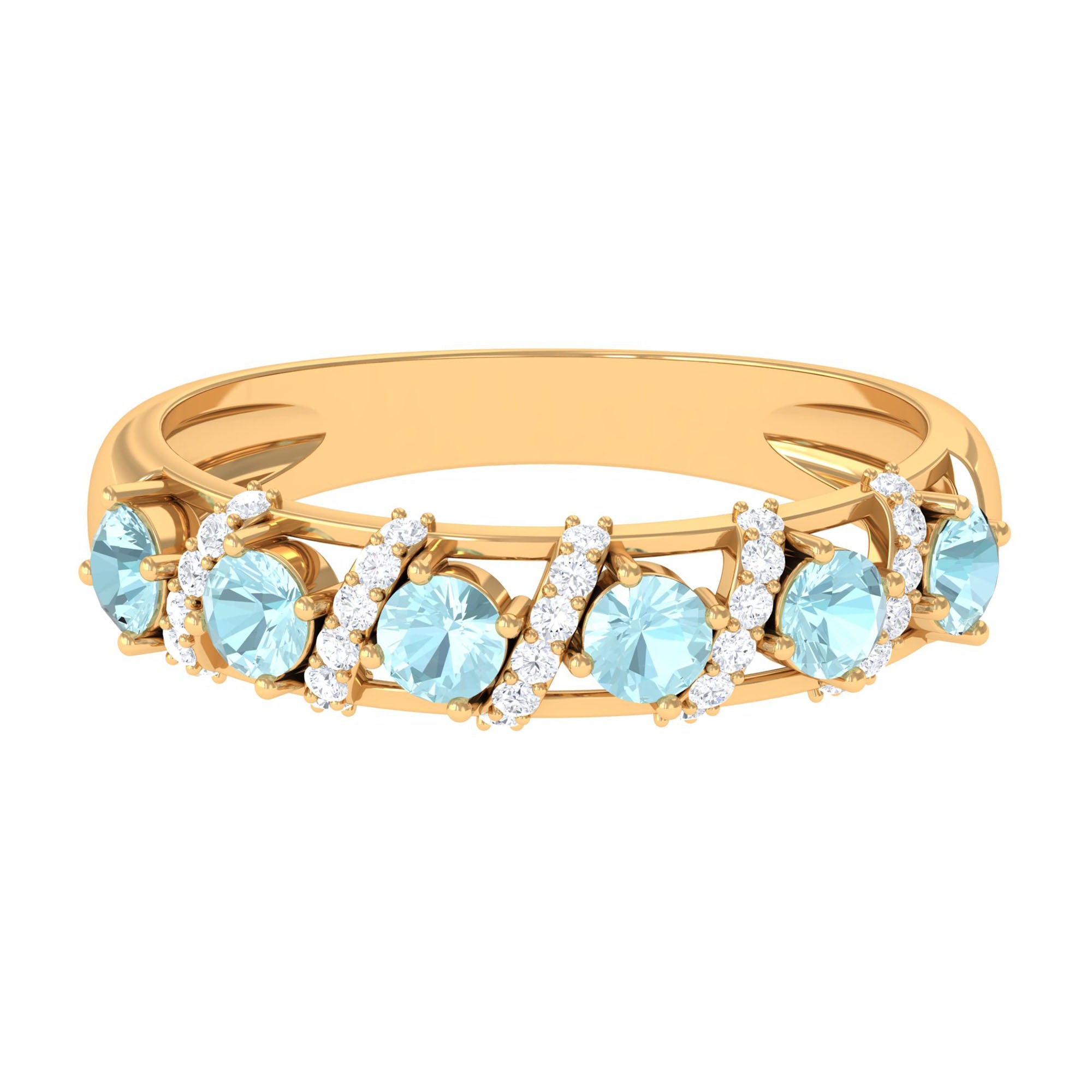 3/4 CT Sky Blue Topaz Designer Anniversary Band with Diamond Sky Blue Topaz - ( AAA ) - Quality - Rosec Jewels