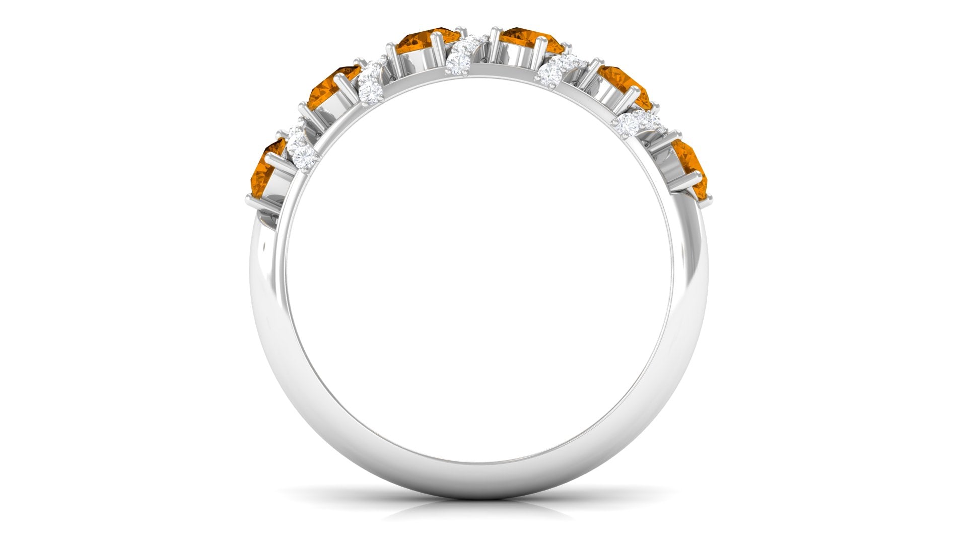 0.75 CT Designer Citrine Anniversary Ring with Diamond Citrine - ( AAA ) - Quality - Rosec Jewels