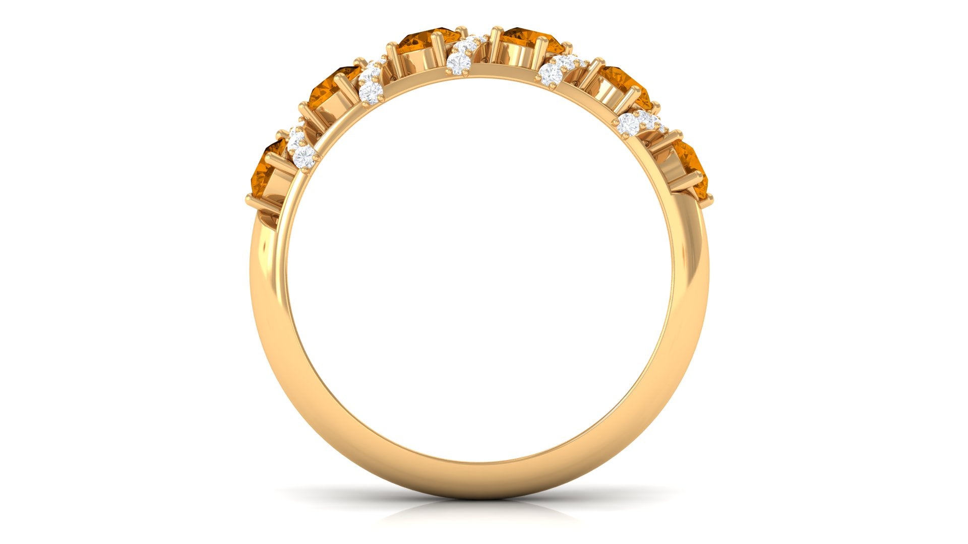 0.75 CT Designer Citrine Anniversary Ring with Diamond Citrine - ( AAA ) - Quality - Rosec Jewels