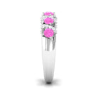 Designer Anniversary Ring with Pink Sapphire and Diamond Pink Sapphire - ( AAA ) - Quality - Rosec Jewels