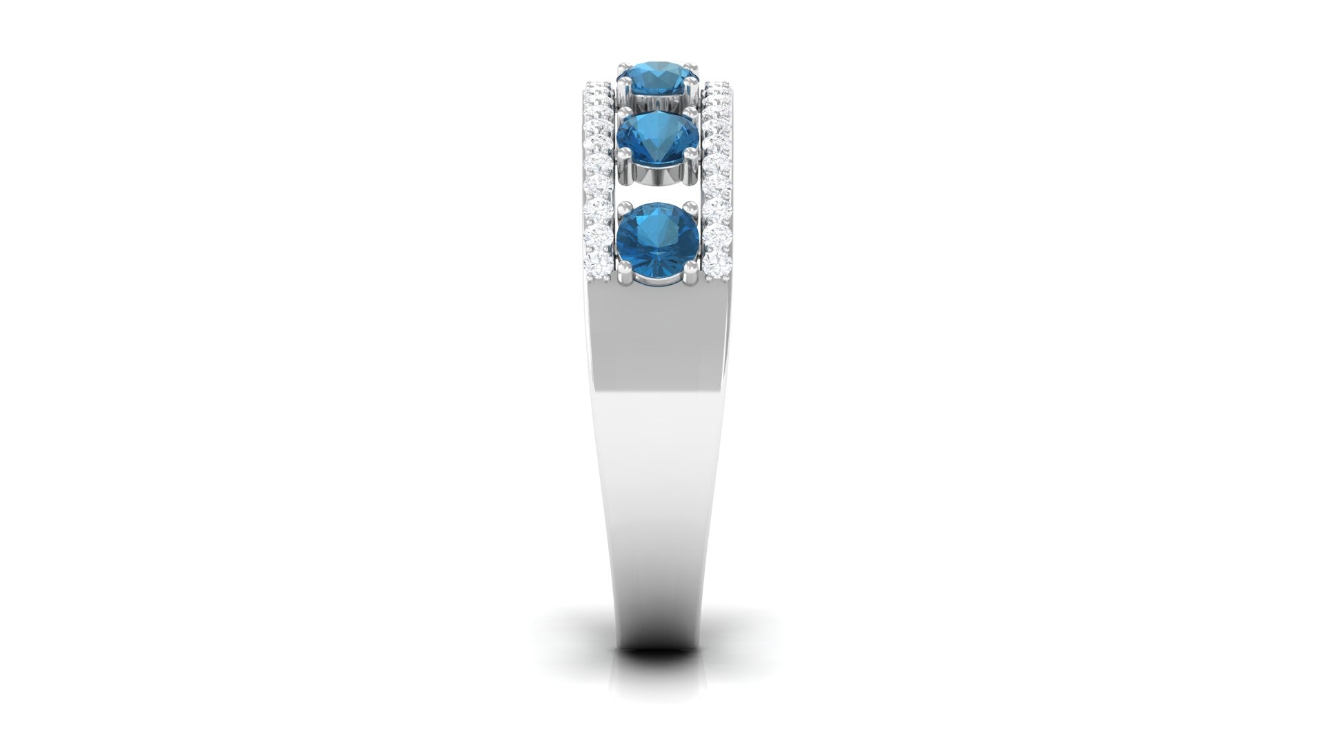 1.25 CT London Blue Topaz and Diamond Anniversary Band London Blue Topaz - ( AAA ) - Quality - Rosec Jewels