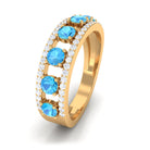 Swiss Blue Topaz Anniversary Ring with Diamond Stones Swiss Blue Topaz - ( AAA ) - Quality - Rosec Jewels