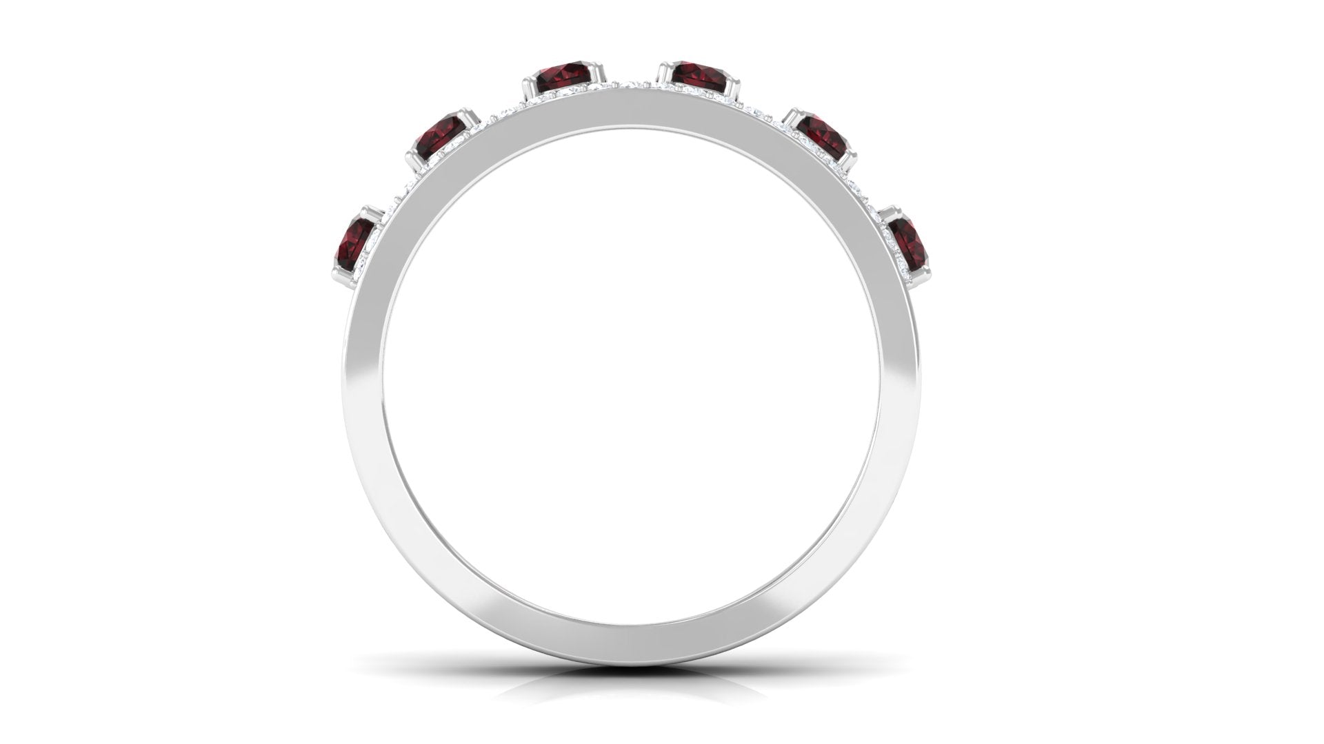 Garnet and Diamond Anniversary Ring Garnet - ( AAA ) - Quality - Rosec Jewels