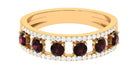 Garnet and Diamond Anniversary Ring Garnet - ( AAA ) - Quality - Rosec Jewels