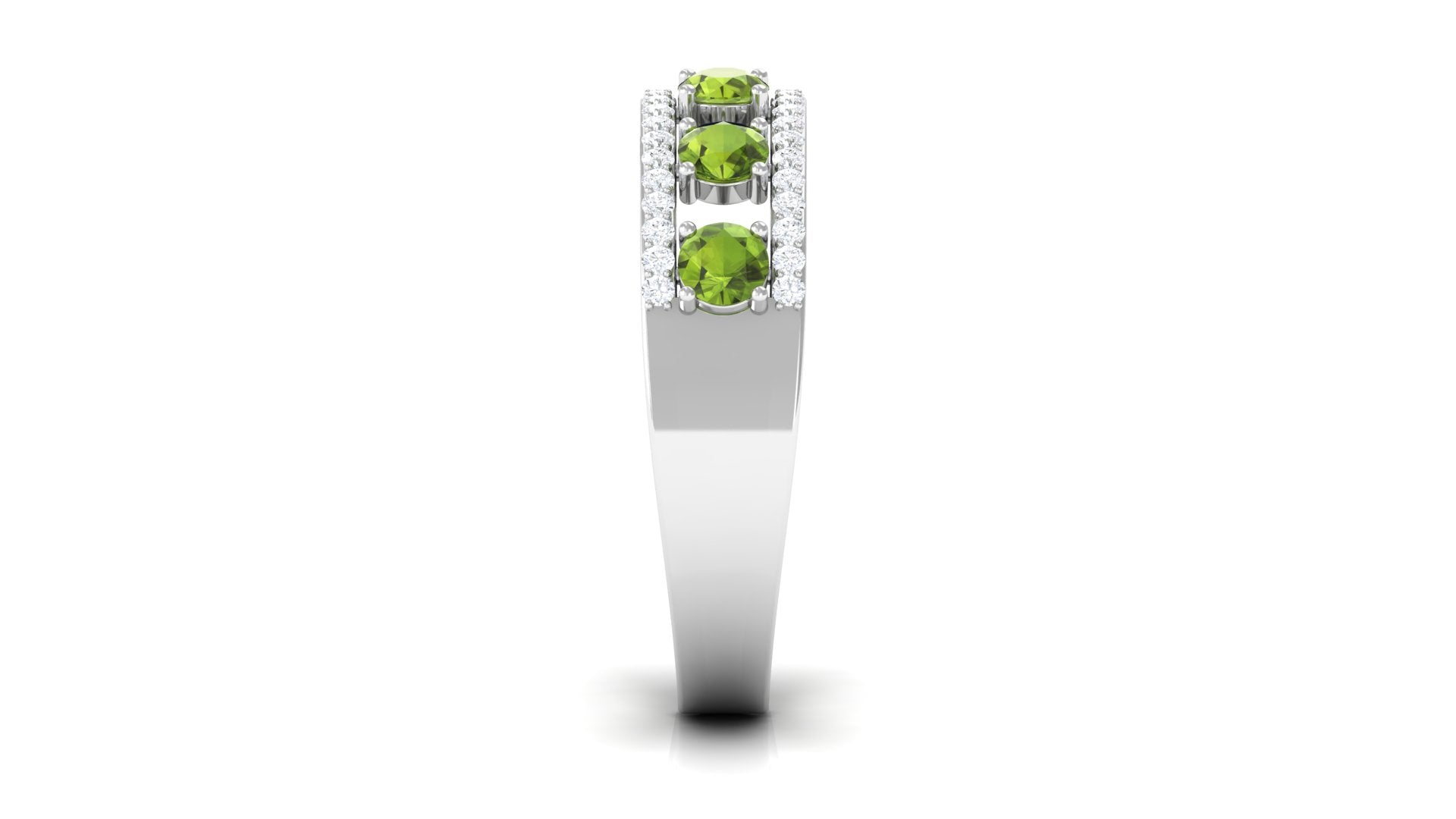 Peridot Anniversary Ring with Diamond Peridot - ( AAA ) - Quality - Rosec Jewels