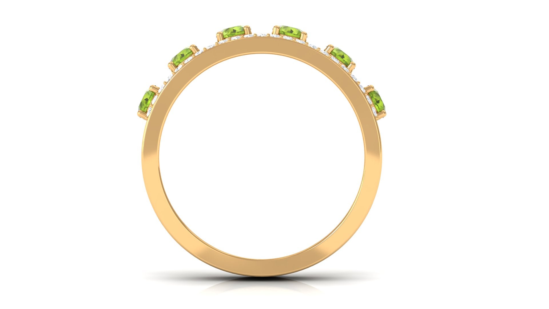 Peridot Anniversary Ring with Diamond Peridot - ( AAA ) - Quality - Rosec Jewels