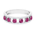 Pink Tourmaline Anniversary Ring with Diamond Pink Tourmaline - ( AAA ) - Quality - Rosec Jewels