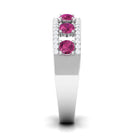 Pink Tourmaline Anniversary Ring with Diamond Pink Tourmaline - ( AAA ) - Quality - Rosec Jewels