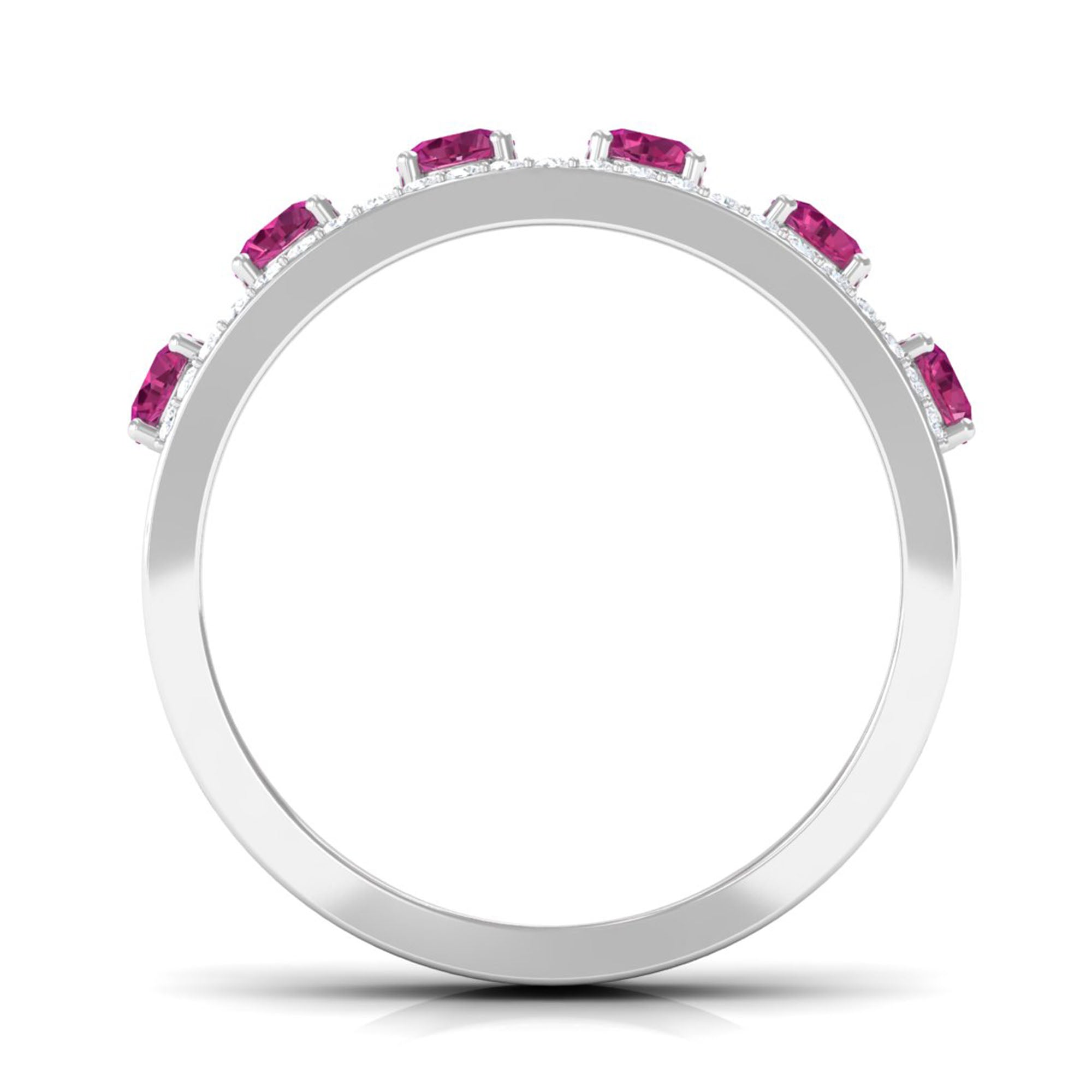 Pink Tourmaline Anniversary Ring with Diamond Pink Tourmaline - ( AAA ) - Quality - Rosec Jewels