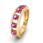 Pink Tourmaline Anniversary Ring with Diamond Pink Tourmaline - ( AAA ) - Quality - Rosec Jewels