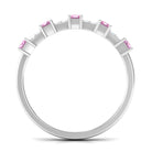 Natural Pink Tourmaline Wide Half Eternity Ring with Diamond Pink Tourmaline - ( AAA ) - Quality - Rosec Jewels