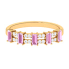 Natural Pink Tourmaline Wide Half Eternity Ring with Diamond Pink Tourmaline - ( AAA ) - Quality - Rosec Jewels