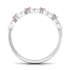 Real Pink Tourmaline Art Deco Half Eternity Ring with Diamond Pink Tourmaline - ( AAA ) - Quality - Rosec Jewels