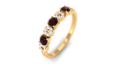 Garnet and Diamond Semi Eternity Ring Garnet - ( AAA ) - Quality - Rosec Jewels