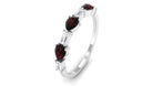 Real Garnet and Diamond East West Half Eternity Ring Garnet - ( AAA ) - Quality - Rosec Jewels