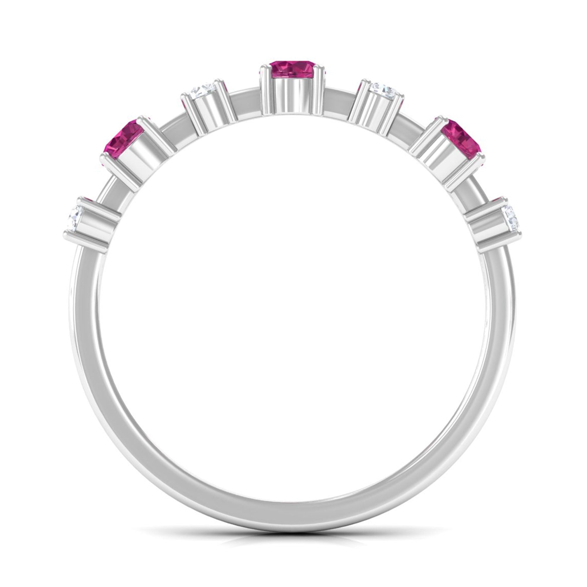 Pink Tourmaline and Diamond Half Eternity Ring Pink Tourmaline - ( AAA ) - Quality - Rosec Jewels