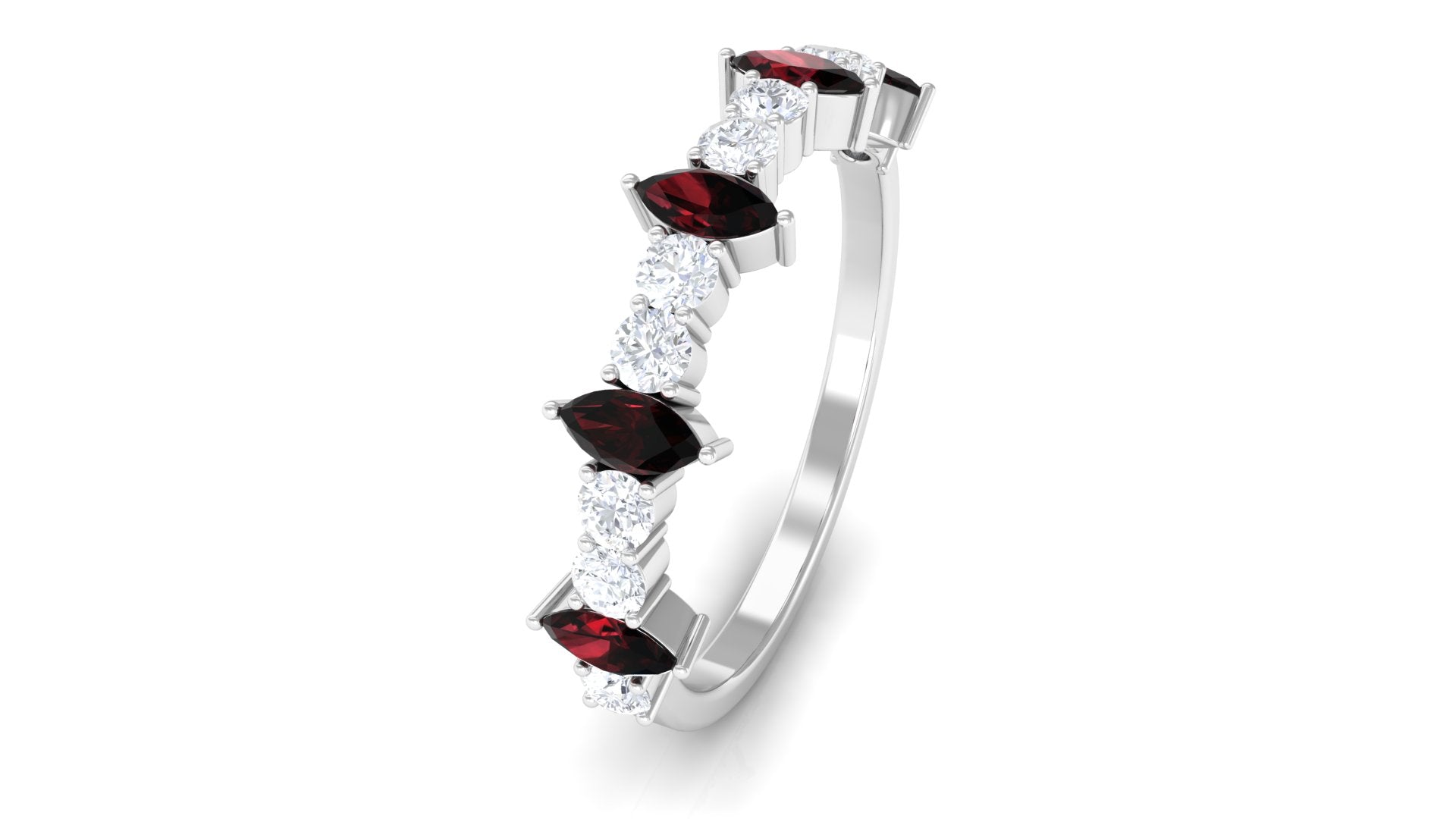 Real Garnet Eternity Anniversary Band Ring with Diamond Garnet - ( AAA ) - Quality - Rosec Jewels