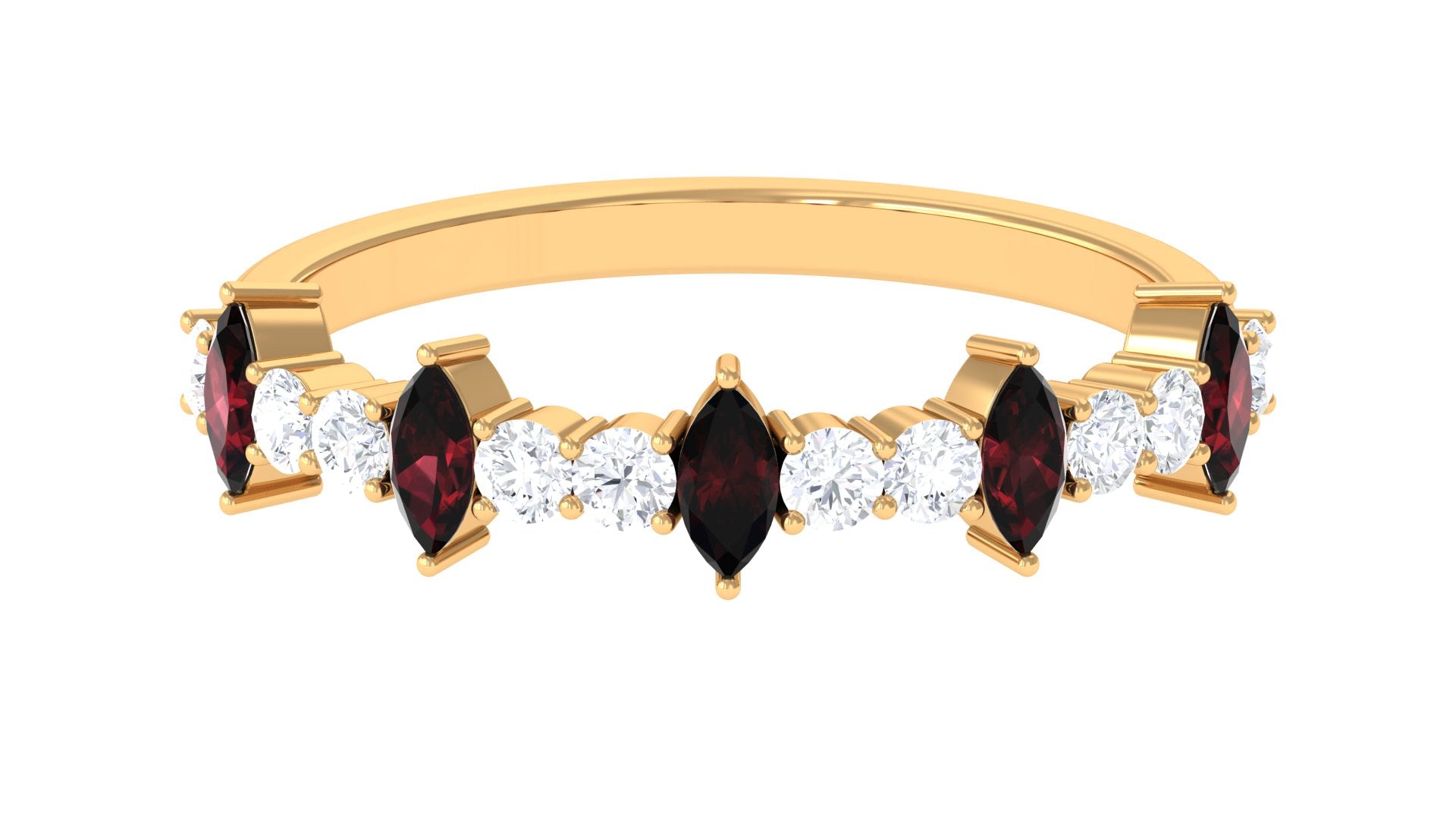 Real Garnet Eternity Anniversary Band Ring with Diamond Garnet - ( AAA ) - Quality - Rosec Jewels