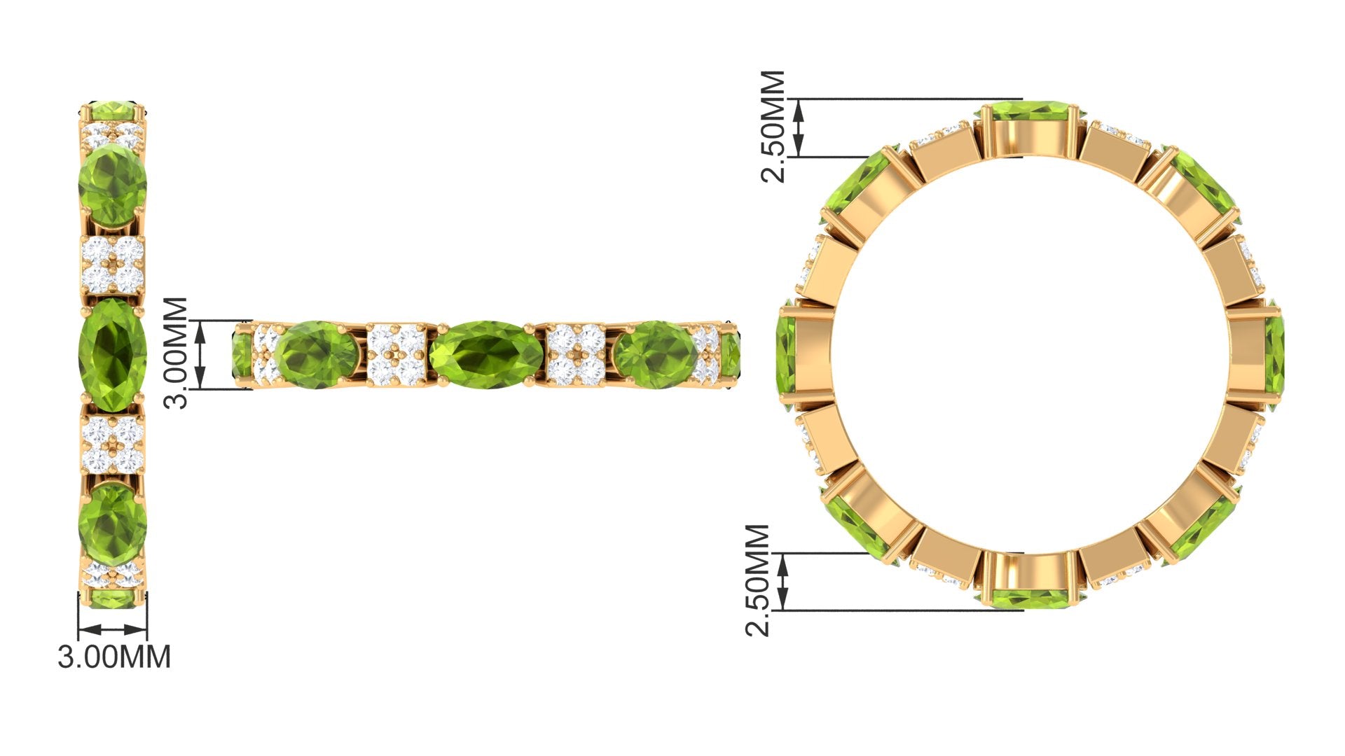 Oval Cut Peridot and Diamond Eternity Ring Peridot - ( AAA ) - Quality - Rosec Jewels