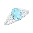 1.75 CT Oval Sky Blue Topaz Solitaire Ring with Diamond Accent Sky Blue Topaz - ( AAA ) - Quality - Rosec Jewels