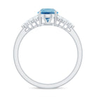 1.75 CT Swiss Blue Topaz Solitaire Ring with Diamond Accent Swiss Blue Topaz - ( AAA ) - Quality - Rosec Jewels