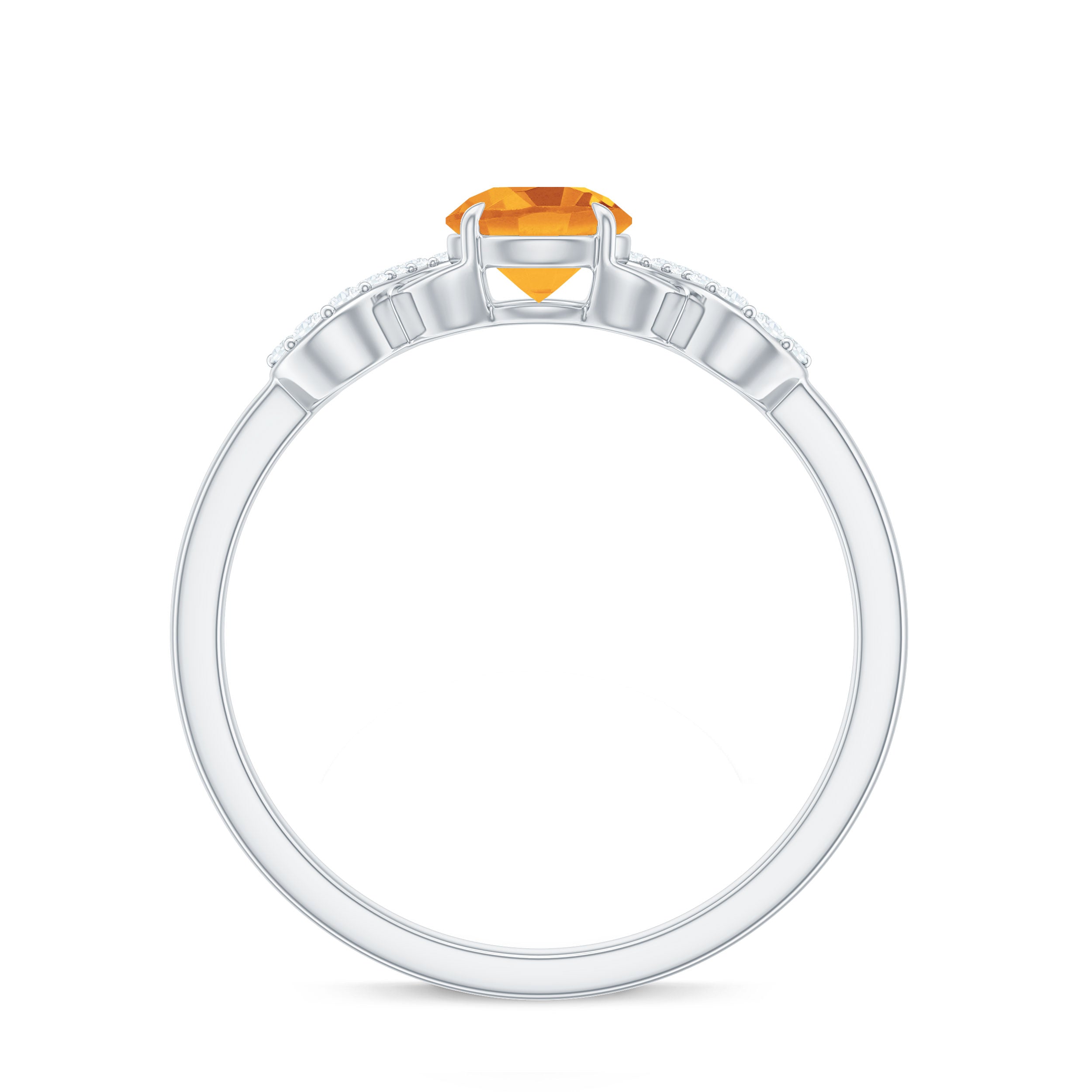 3/4 CT Citrine Solitaire Engagement Ring with Diamond Accent Citrine - ( AAA ) - Quality - Rosec Jewels