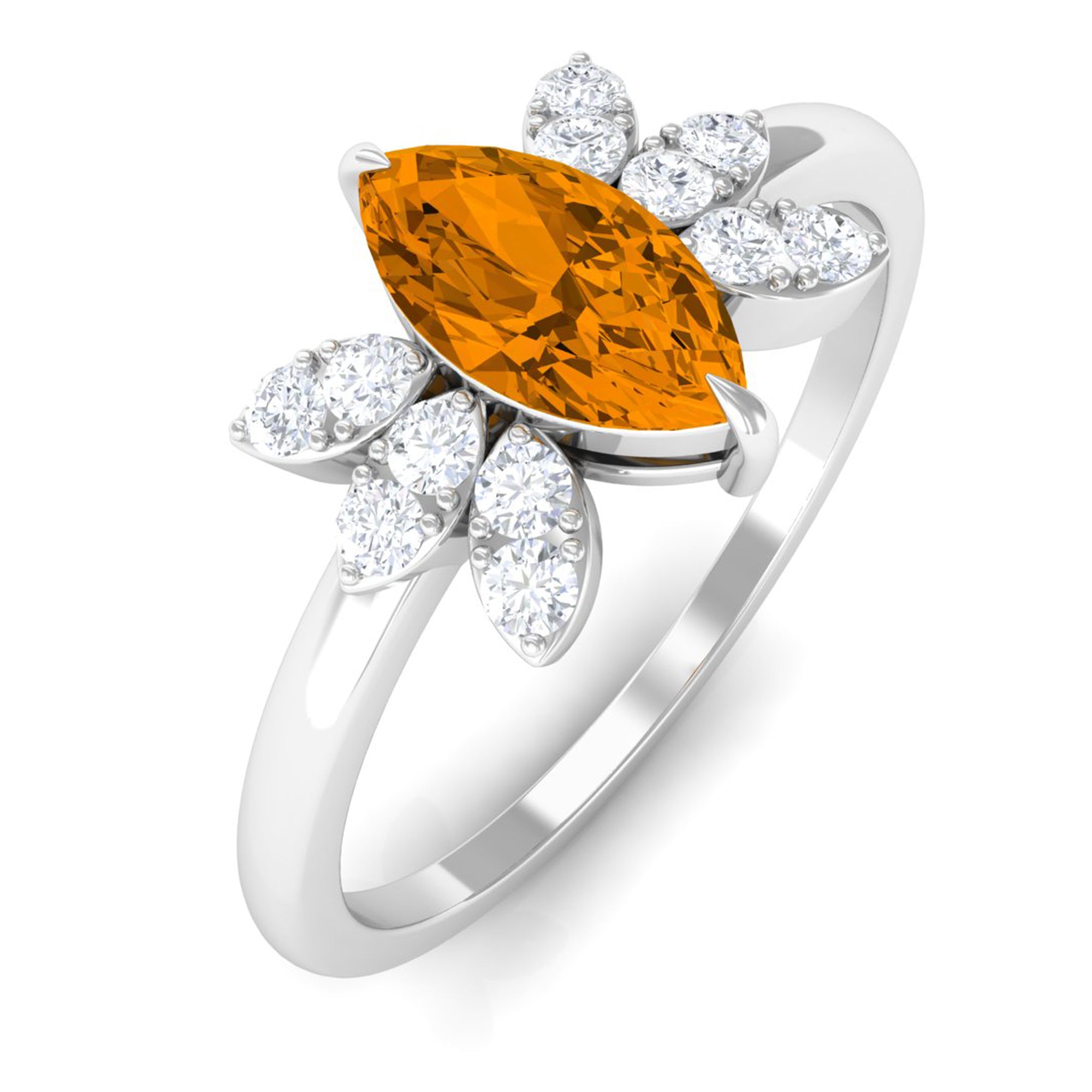 1 CT Marquise Cut Citrine Promise Ring with Diamond Stones Citrine - ( AAA ) - Quality - Rosec Jewels