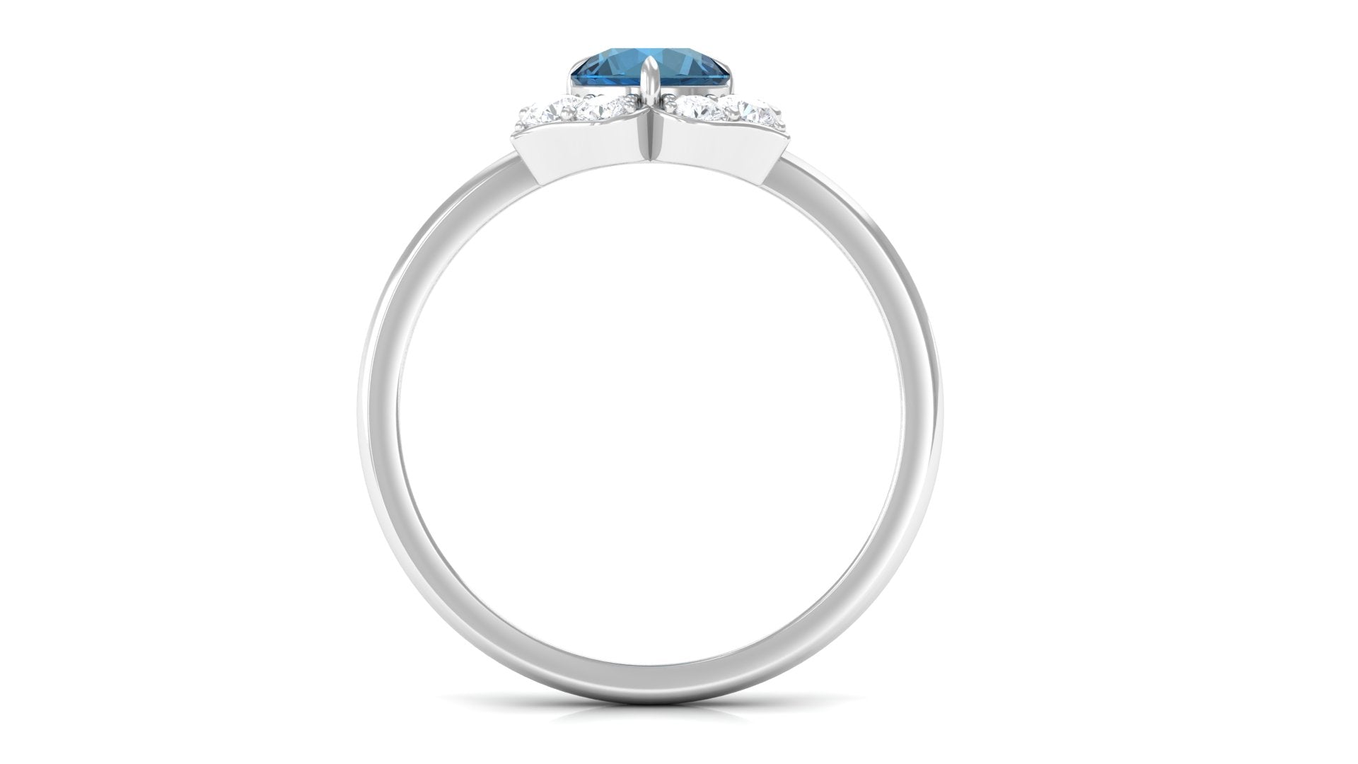 1 CT Floral London Blue Topaz and Diamond Engagement Ring London Blue Topaz - ( AAA ) - Quality - Rosec Jewels