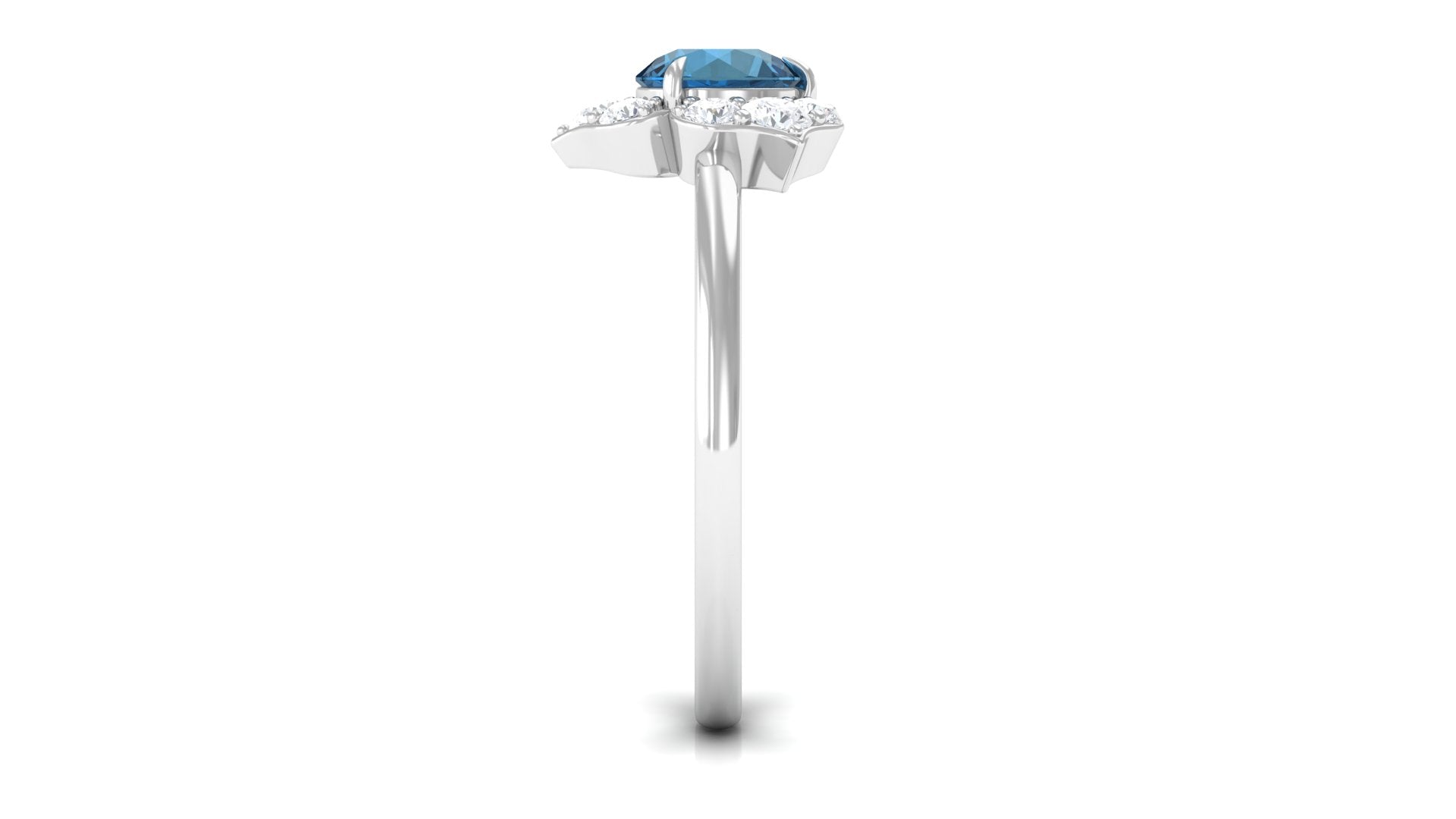 1 CT Floral London Blue Topaz and Diamond Engagement Ring London Blue Topaz - ( AAA ) - Quality - Rosec Jewels