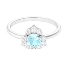 Round Sky Blue Topaz Flower Ring with Diamond Accent Sky Blue Topaz - ( AAA ) - Quality - Rosec Jewels