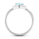 Round Sky Blue Topaz Flower Ring with Diamond Accent Sky Blue Topaz - ( AAA ) - Quality - Rosec Jewels