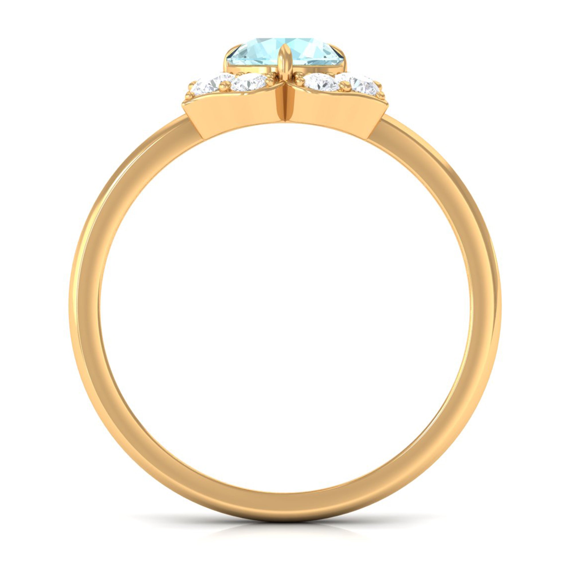 Round Sky Blue Topaz Flower Ring with Diamond Accent Sky Blue Topaz - ( AAA ) - Quality - Rosec Jewels