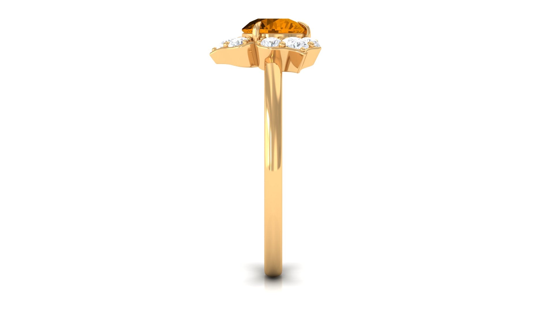 1 CT Round Shape Citrine Floral Engagement Ring with Diamond Citrine - ( AAA ) - Quality - Rosec Jewels