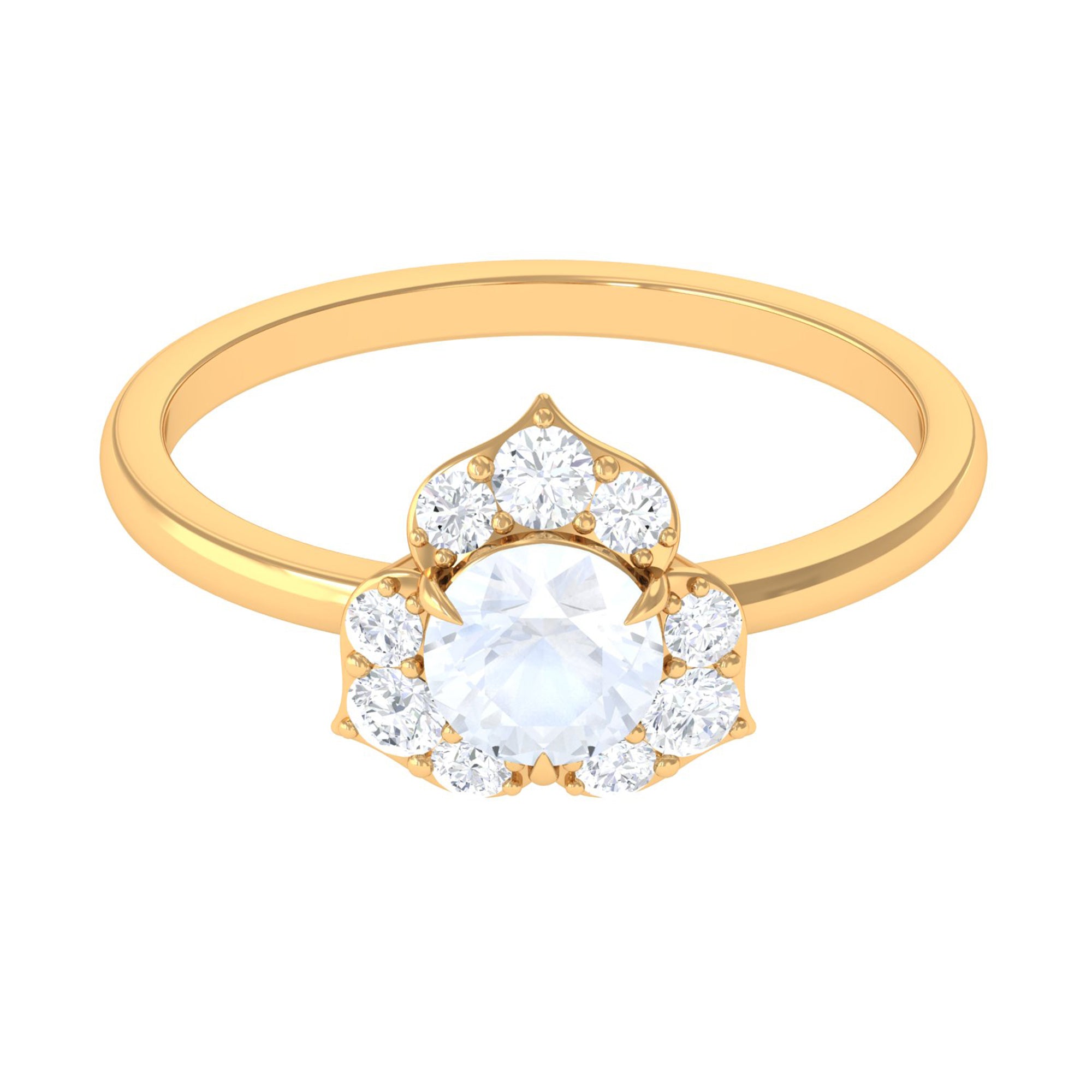 1.25 CT Moonstone and Diamond Floral Engagement Ring Moonstone - ( AAA ) - Quality - Rosec Jewels