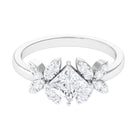 Zircon Floral Inspired Engagement Ring Zircon - ( AAAA ) - Quality - Rosec Jewels