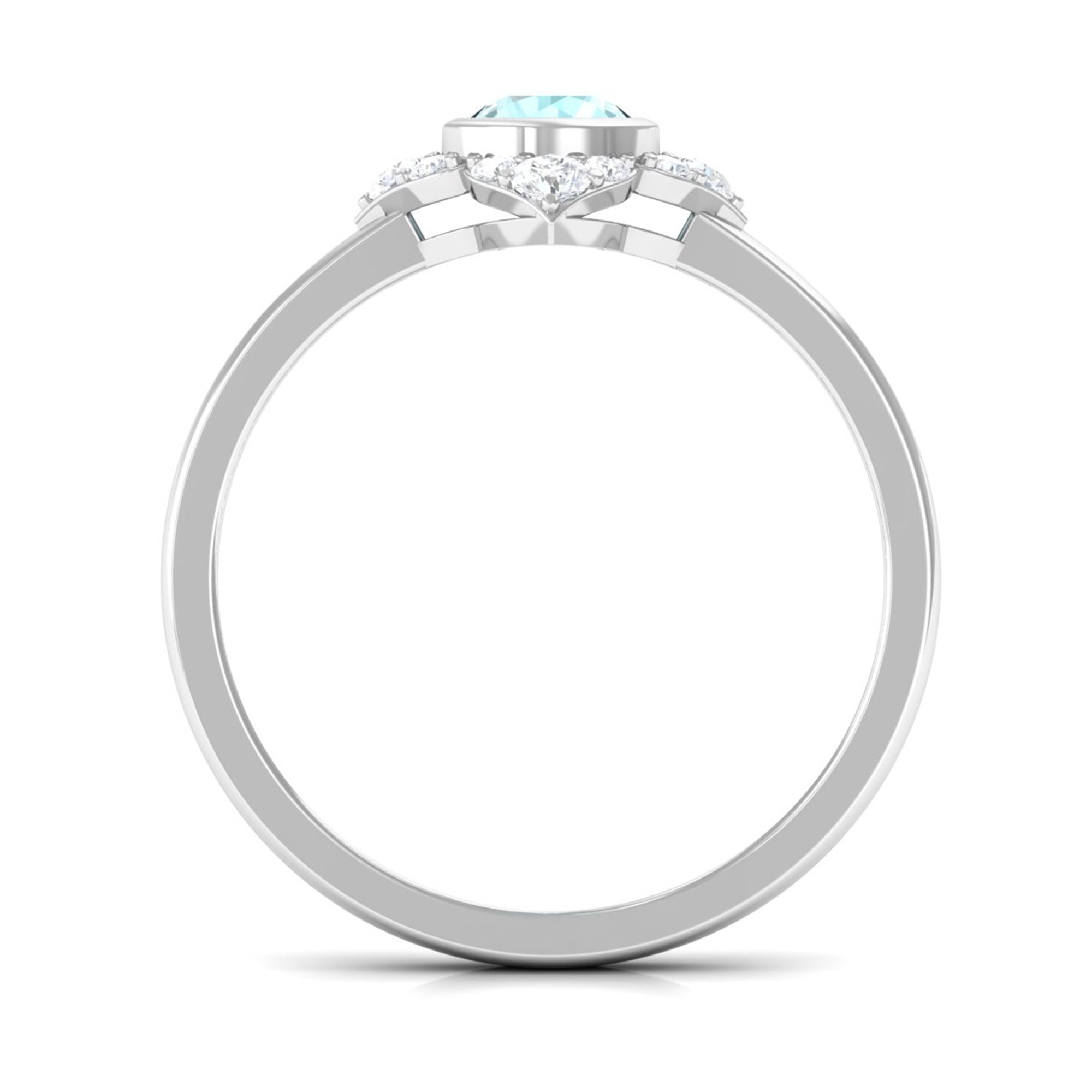 Bezel Set Sky Blue Topaz Flower Engagement Ring with Diamond Accent Sky Blue Topaz - ( AAA ) - Quality - Rosec Jewels