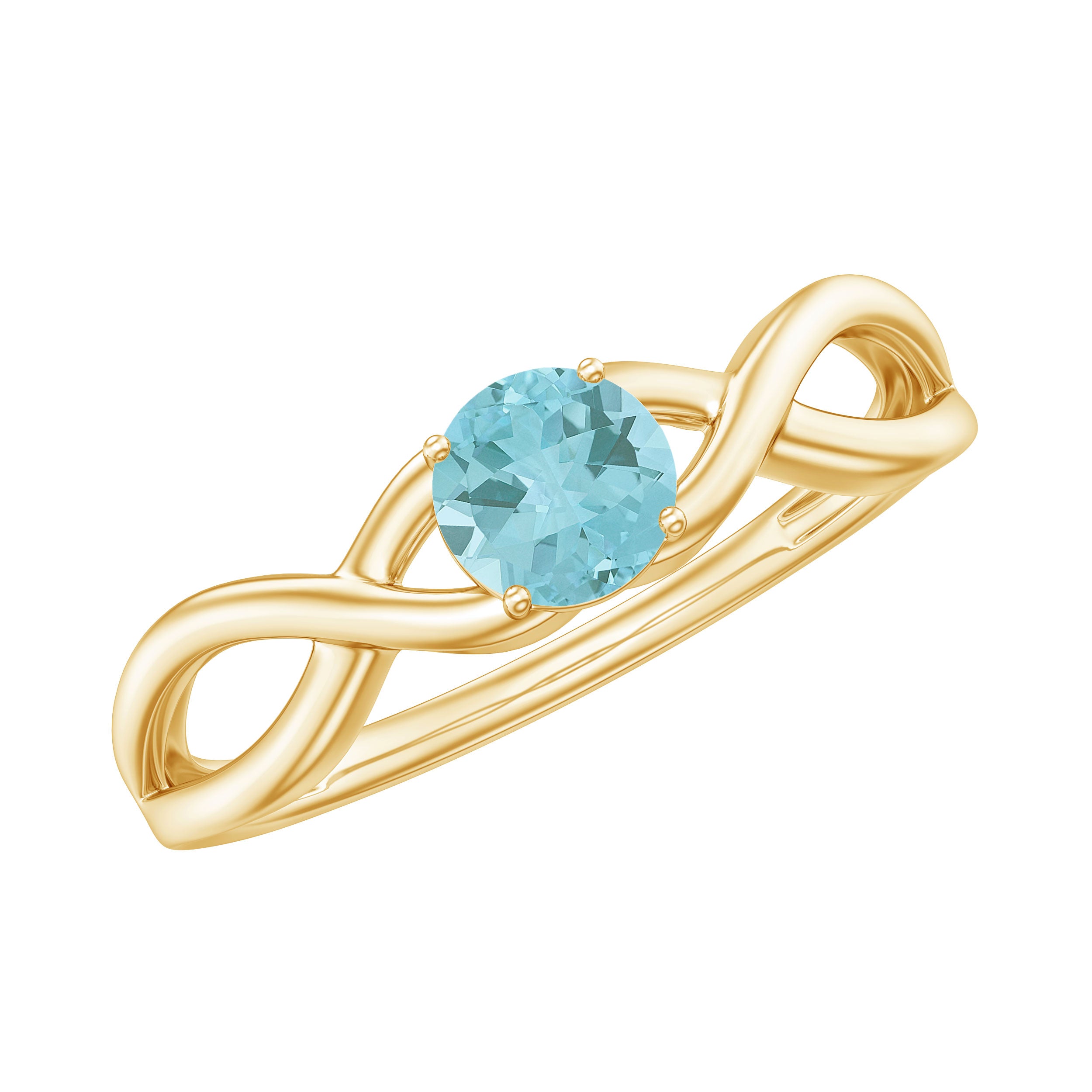 Solitaire Sky Blue Topaz Crossover Ring Sky Blue Topaz - ( AAA ) - Quality - Rosec Jewels