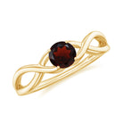 Round Garnet Solitaire Promise Ring in Crossover Shank Garnet - ( AAA ) - Quality - Rosec Jewels