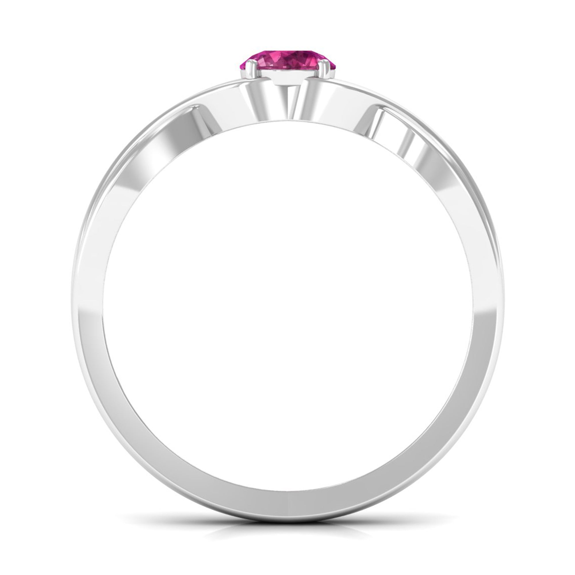 1/4 CT Real Pink Tourmaline Solitaire Ring with Crossover Shank Pink Tourmaline - ( AAA ) - Quality - Rosec Jewels