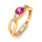 1/4 CT Real Pink Tourmaline Solitaire Ring with Crossover Shank Pink Tourmaline - ( AAA ) - Quality - Rosec Jewels