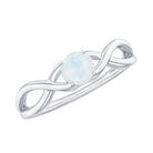 Round Moonstone Solitaire Promise Ring in Crossover Shank Moonstone - ( AAA ) - Quality - Rosec Jewels