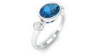 1.25 CT East West London Blue Topaz Solitaire Ring with Diamond London Blue Topaz - ( AAA ) - Quality - Rosec Jewels