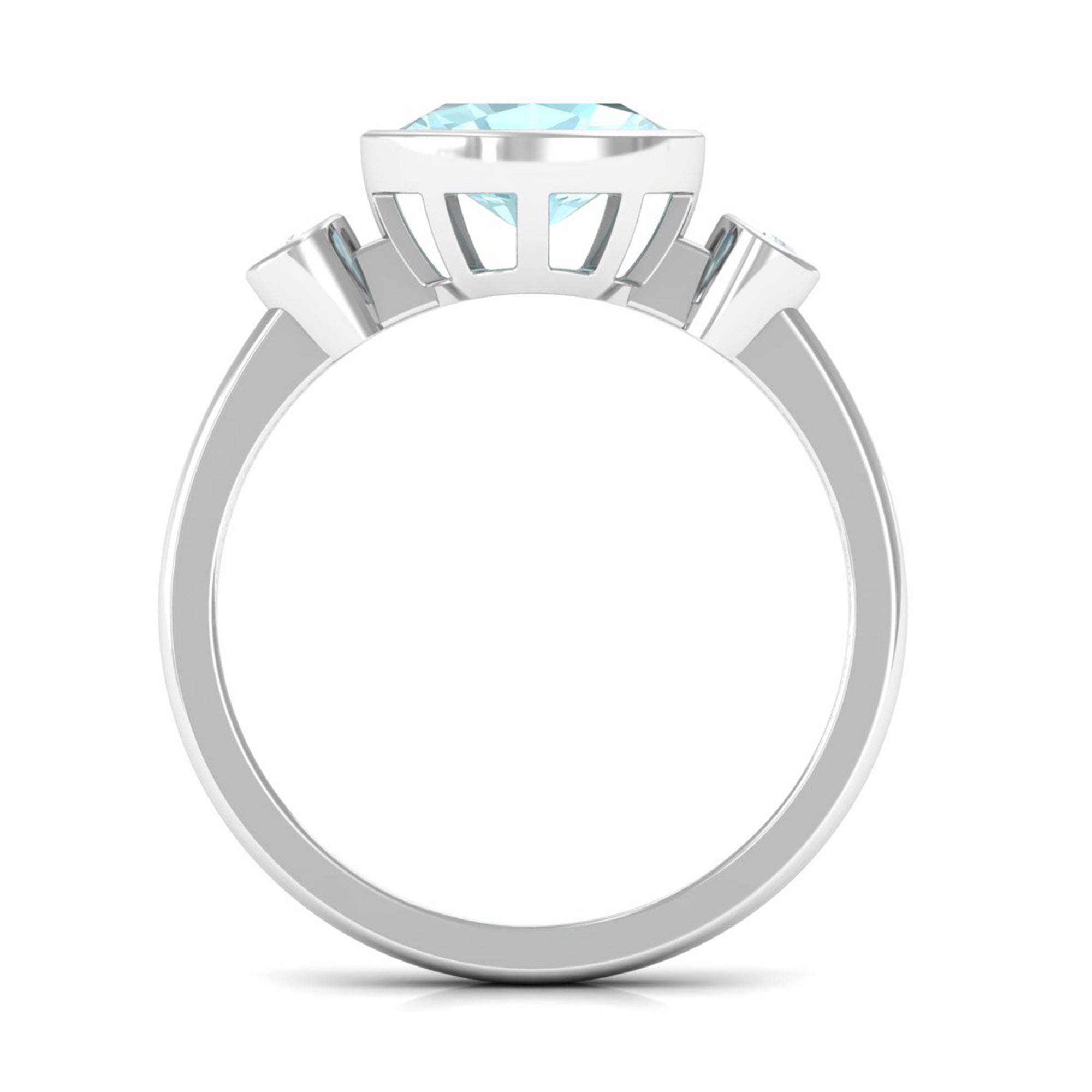 Oval Cut Solitaire Sky Blue Topaz East West Ring with Diamond Sky Blue Topaz - ( AAA ) - Quality - Rosec Jewels