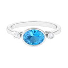 Oval Cut Swiss Blue Topaz Solitaire Ring with Diamond Stones Swiss Blue Topaz - ( AAA ) - Quality - Rosec Jewels