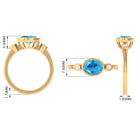 Oval Cut Swiss Blue Topaz Solitaire Ring with Diamond Stones Swiss Blue Topaz - ( AAA ) - Quality - Rosec Jewels