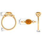 Oval Cut Citrine Solitaire East West Ring with Diamond Stones Citrine - ( AAA ) - Quality - Rosec Jewels