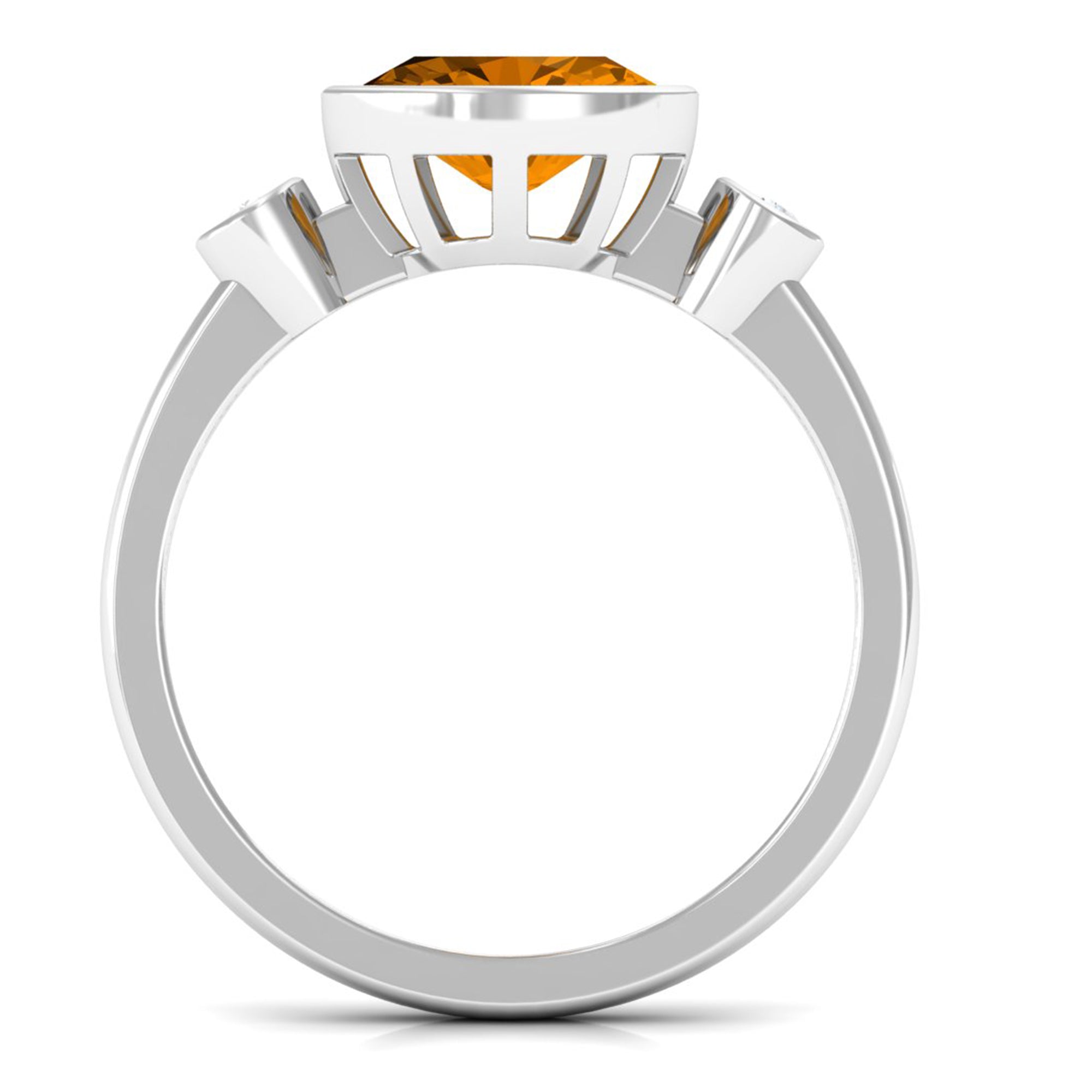 Oval Cut Citrine Solitaire East West Ring with Diamond Stones Citrine - ( AAA ) - Quality - Rosec Jewels