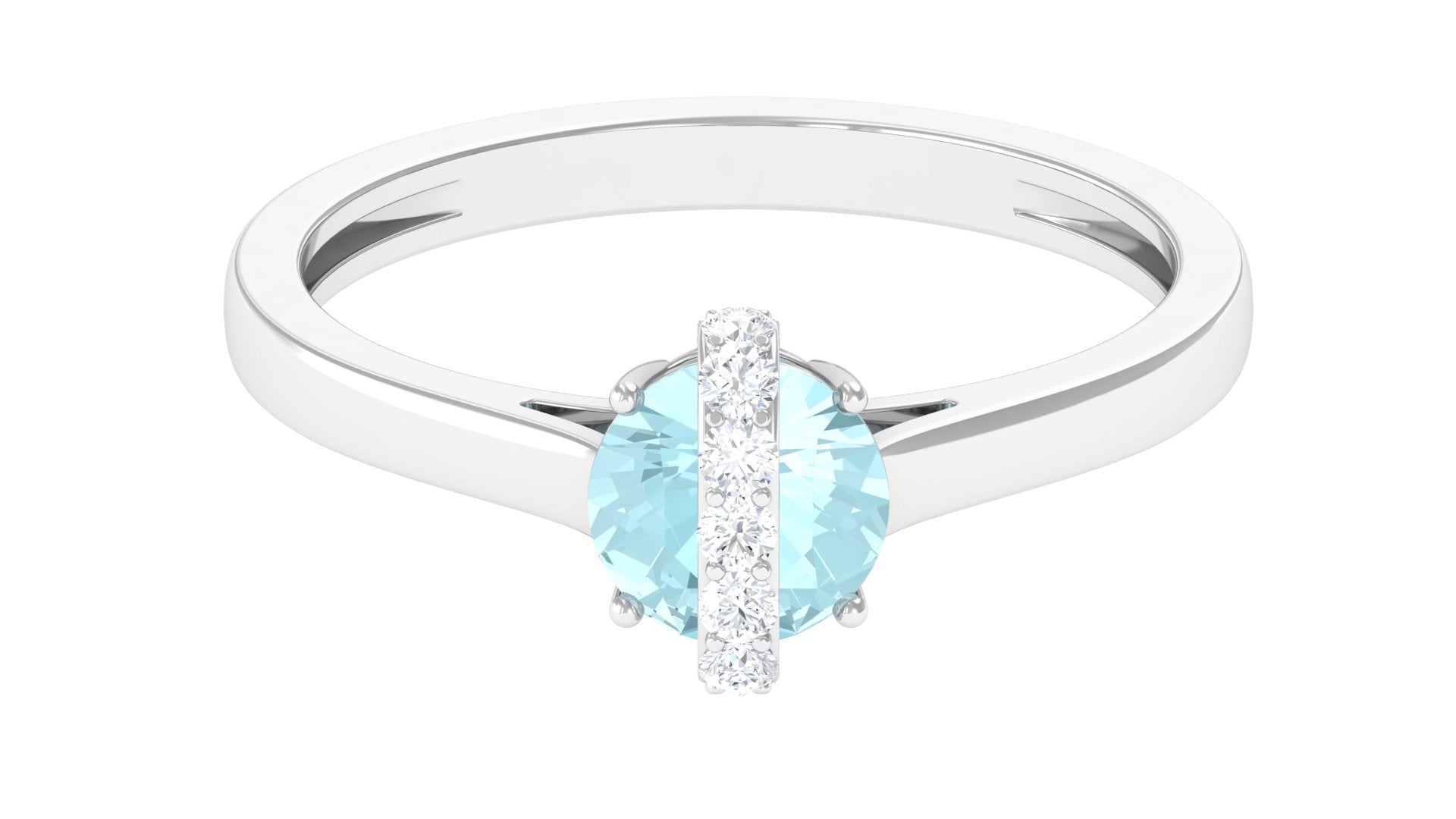 Round Sky Blue Topaz Designer Engagement Ring Sky Blue Topaz - ( AAA ) - Quality - Rosec Jewels